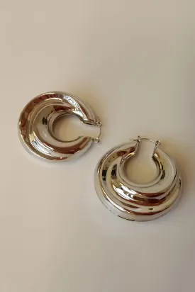 Thick Silver Hoop Earrings