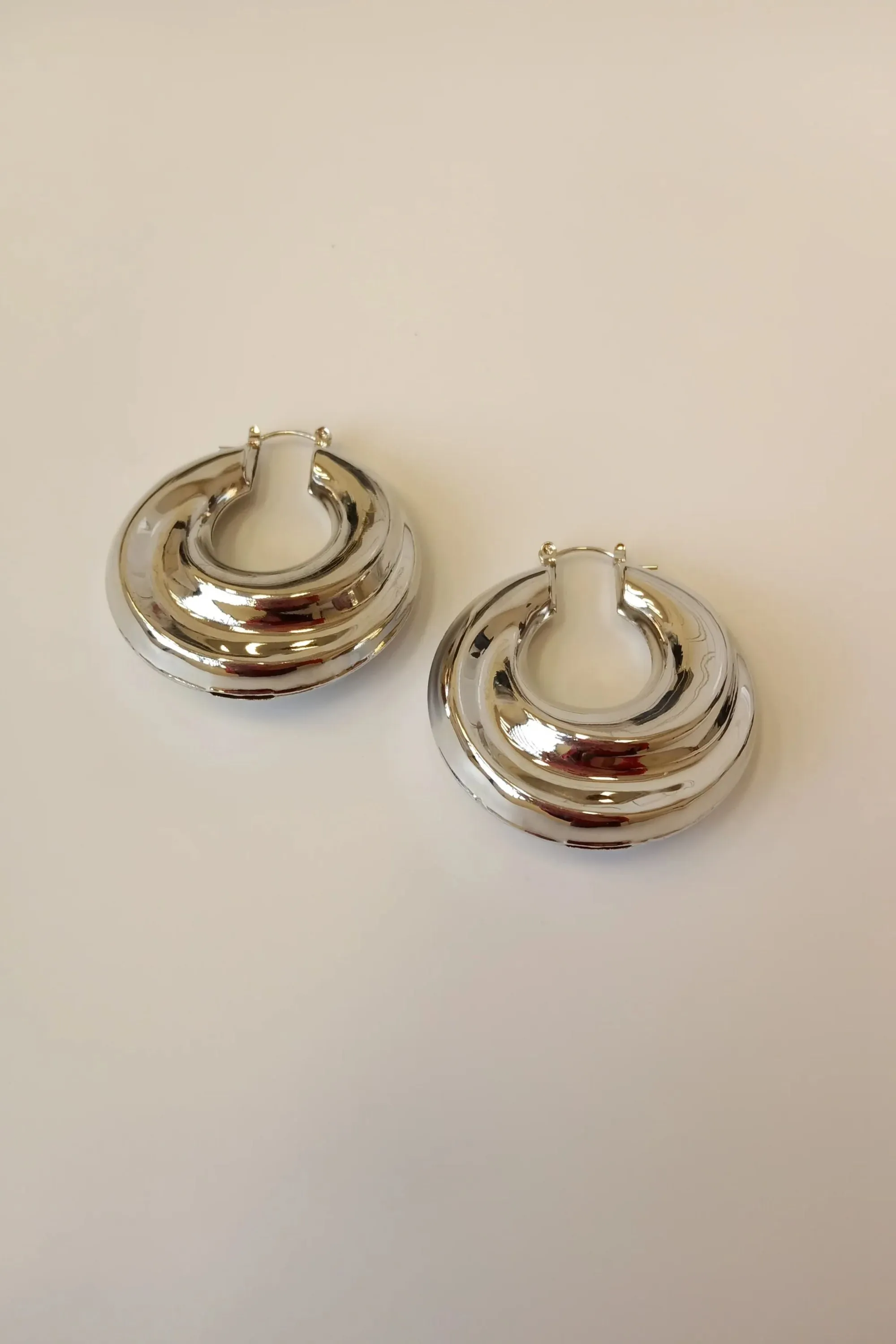 Thick Silver Hoop Earrings