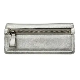 Tom Ford Silver Metallic Zipper Detail Jennifer Clutch Handbag