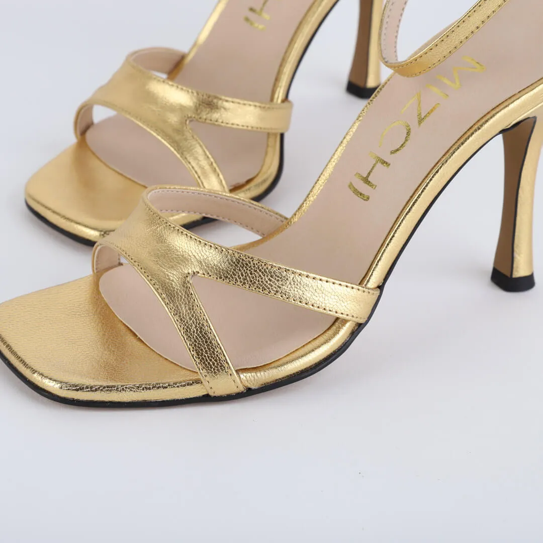 *UK size 2.5 - VEGAS - gold leather, 9cm heels