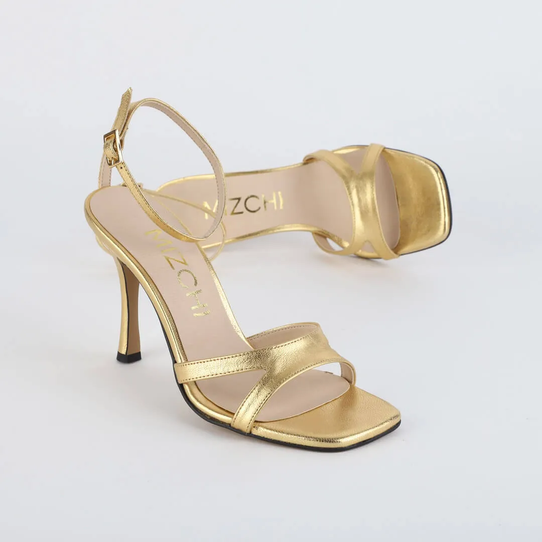 *UK size 2.5 - VEGAS - gold leather, 9cm heels