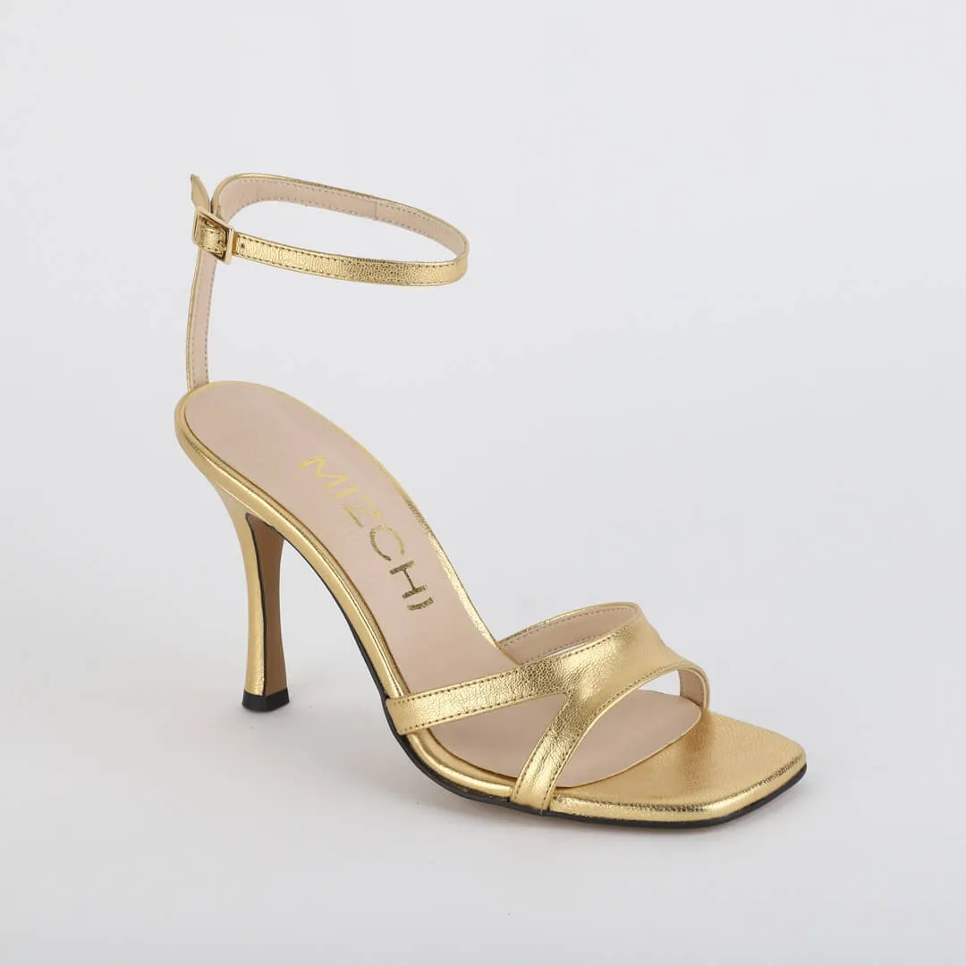 *UK size 2.5 - VEGAS - gold leather, 9cm heels