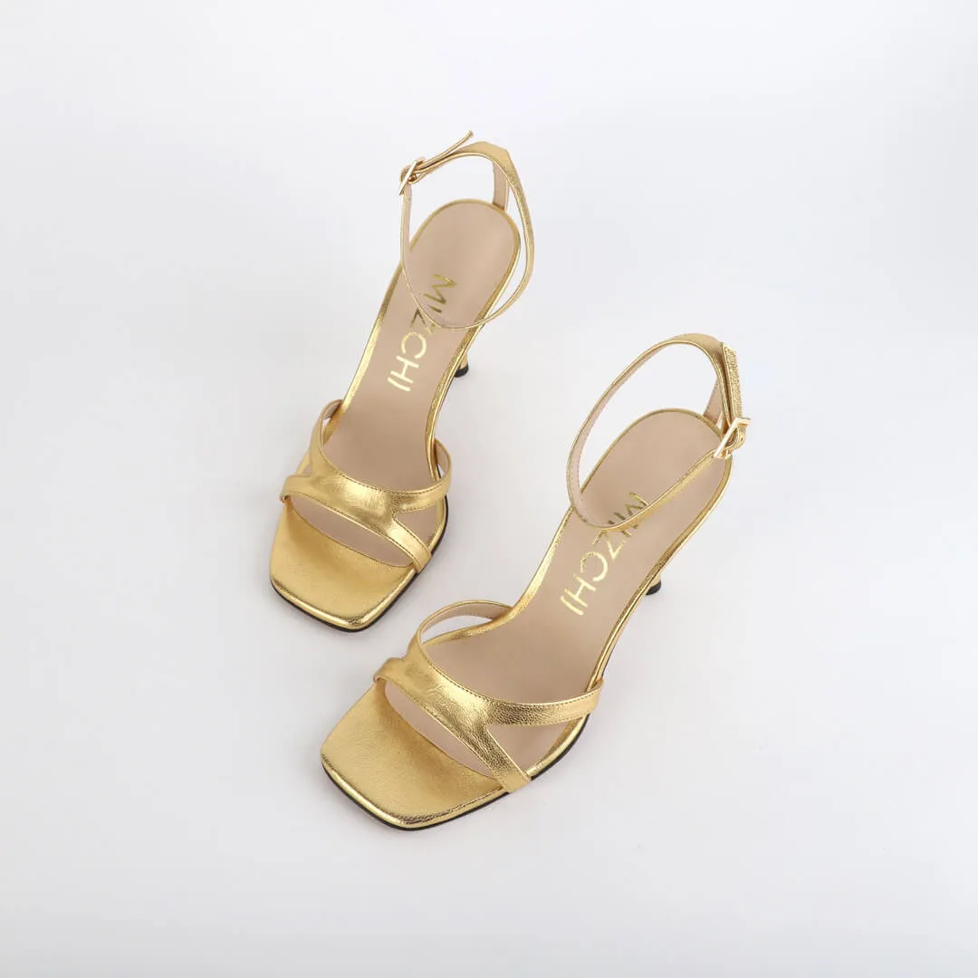 *UK size 2.5 - VEGAS - gold leather, 9cm heels