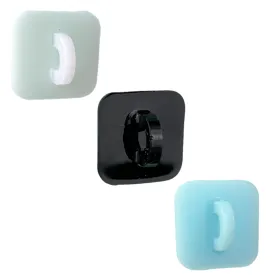 Variety 3 Pack - White, Black and Blue Square Stick-On Hook