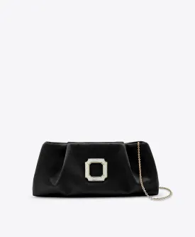 Vittoria Black Satin Clutch Bag