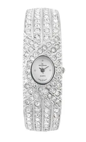 Women's Cuff Bracelet Bangle Watch - Crystal Studded